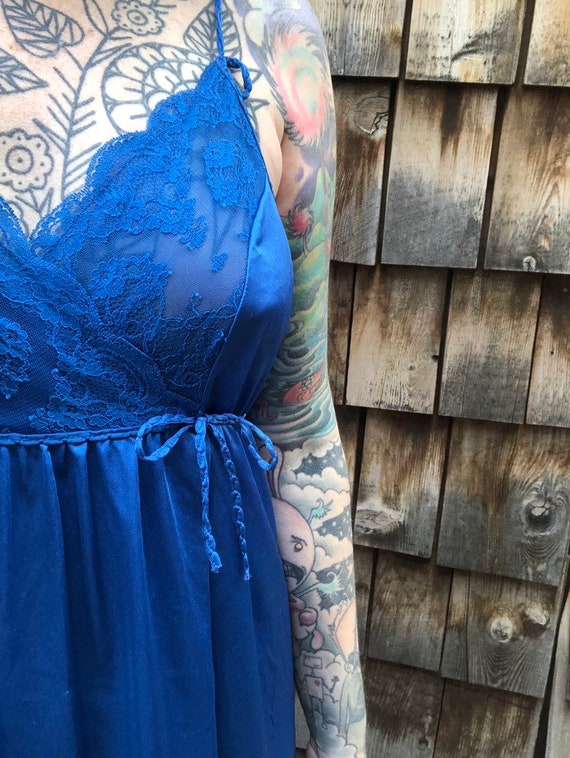 Blue Satin Lingerie // Blue Nightgown // Vintage … - image 8