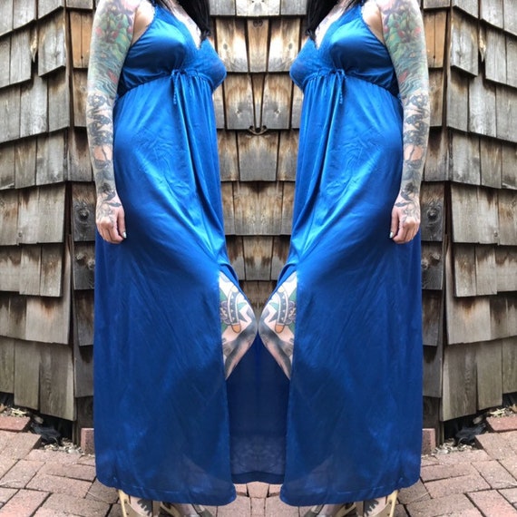 Blue Satin Lingerie // Blue Nightgown // Vintage … - image 10