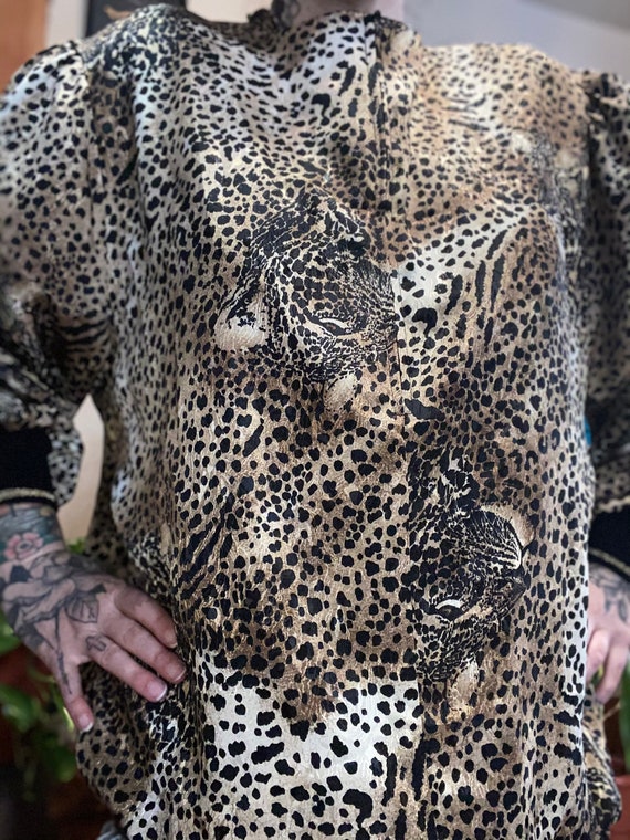 Leopard Print Pullover WindBreaker // Vintage Pul… - image 4