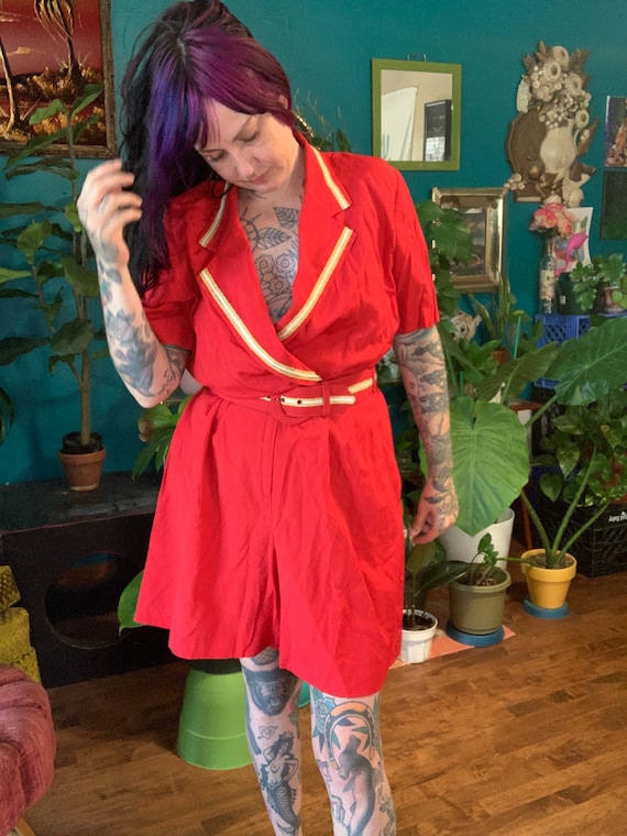 Red Vintage Romper // Sailor Suit // Size Large - image 9