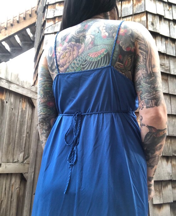 Blue Satin Lingerie // Blue Nightgown // Vintage … - image 5