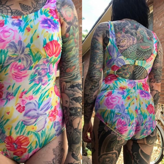 Watercolor Floral Print One Piece // Vintage Swim… - image 7