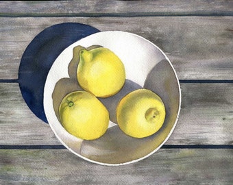 Sunshine Lemons - giclee print of original watercolor, 5x7, 8.5x11, 11x14