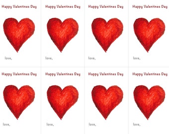 Simple Heart, Happy Valentin's Day. Kids Classroom Valentines Cards - Downloadable