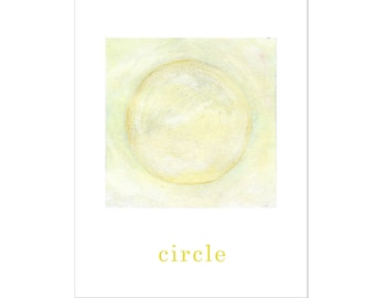 8.5 x 11 Circle Nursery Print - Educational Hand Painted Print with the word "Circle" for image/word association.