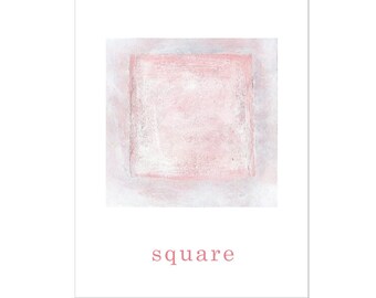 8.5 x 11 Square Nursery Print - Educational Hand Painted Print with the word "square" for image/word association.