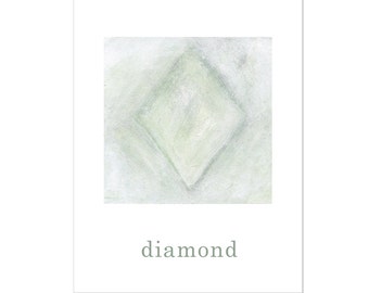 8.5 x 11 Diamond Nursery Print - Educational Hand Painted Print with the word "diamond" for image/word association.