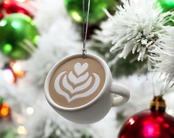Kaffeetasse mit Latte Art Weihnachtsornament (3D gedruckt)