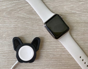 Bonita funda o carcasa de bulldog francés para el cargador de Apple Watch