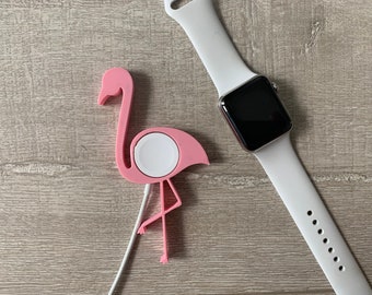 Bonita funda de flamenco para el cargador del Apple Watch