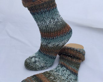 Knit Sassy Socks in Woodlands Color, Knit Socks, Reading Socks, Tube Socks