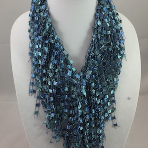 Infinity Turquoise Fringe Scarf Necklace, statement necklace