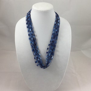 Sassy Necklace in Shades of Blue, Ladder Yarn Necklace