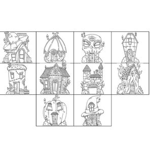 HAND EMBROIDERY Halloween Haunted House, Halloween Houses Blackwork