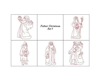 Christmas Embroidery Patterns, Father Christmas Set 1