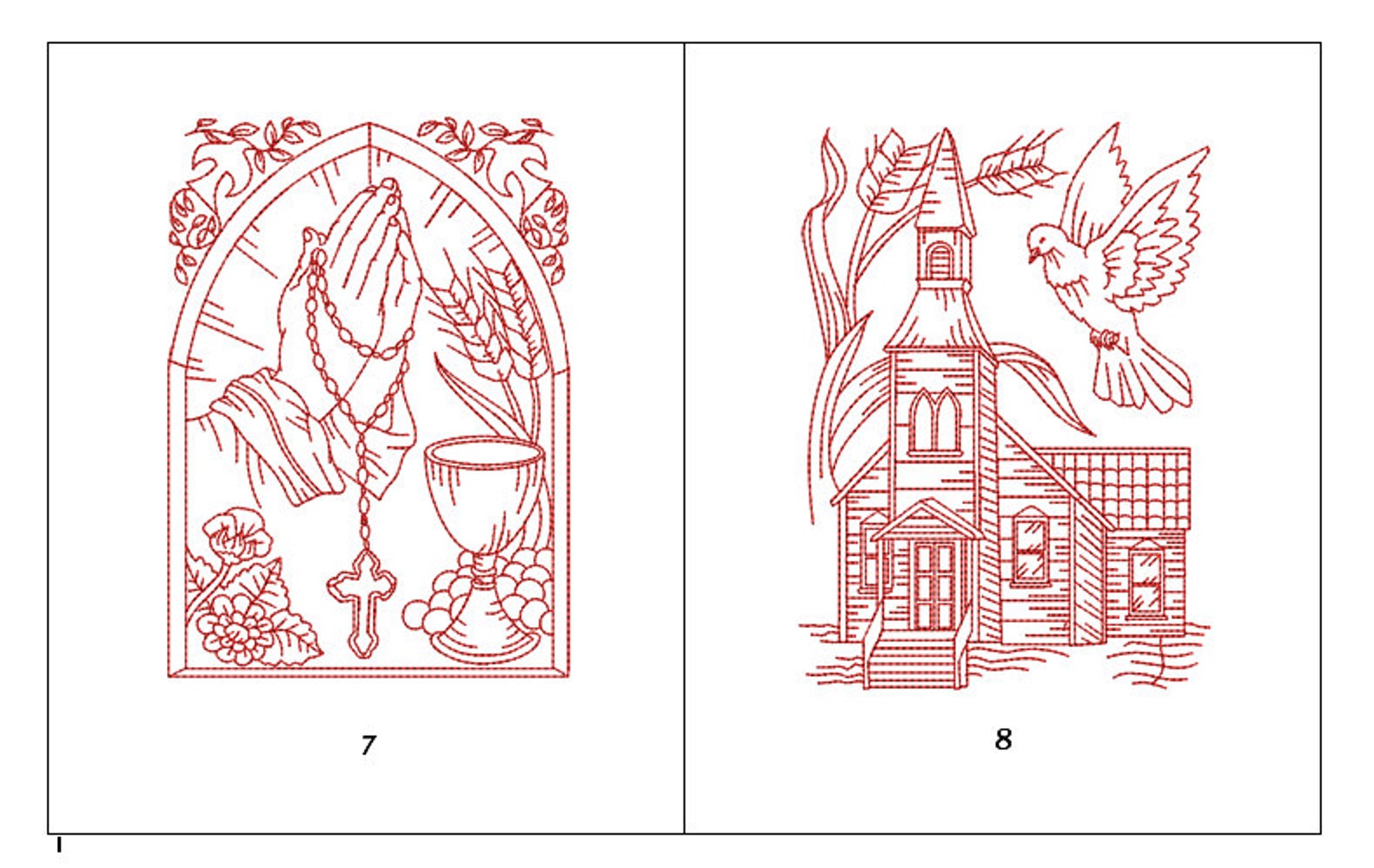 Christian Embroidery Patterns, Redwork Collection, Church Embroidery ...