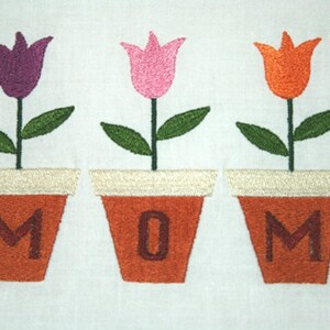 Mom Flower Pots, Mother&#39;s Day Embroidery Pattern Download