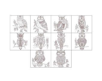 Abstract Owls Brownwork Collection