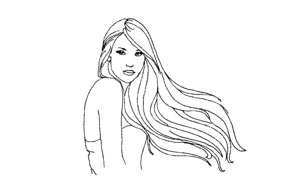 Flowing Lady Blackwork 06