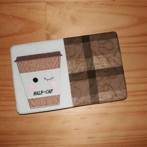 Mug Rug, half-caf, coffee, Gift, 5 X 8, plaid