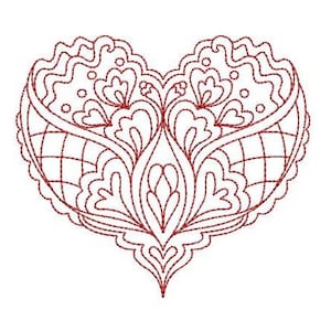 Belles Herzen Redwork, Herz 02, Redwork