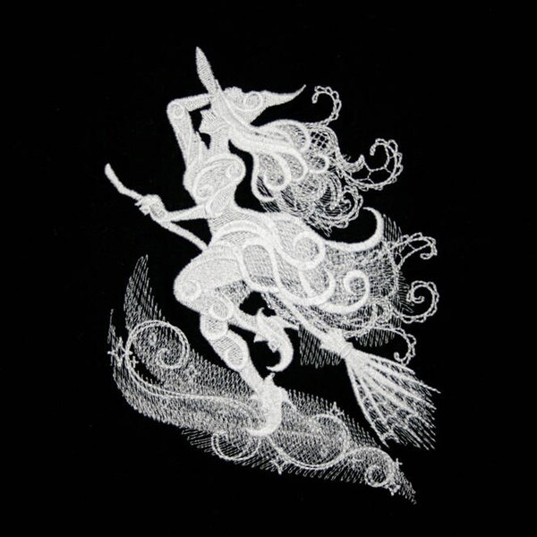 Baroque Ghost Witch Embroidered Quilt Block, baroque, Halloween