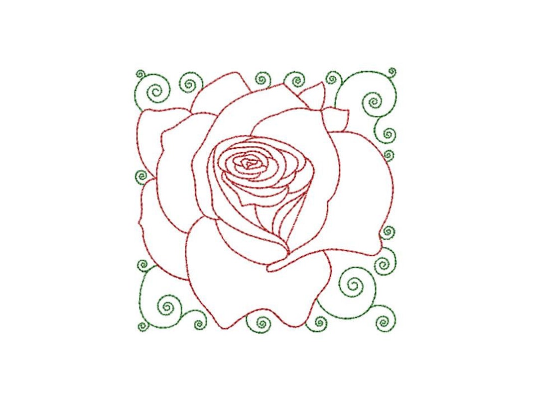 Block Drawing Roses Rose Blocks 09, Rose Outline - Etsy