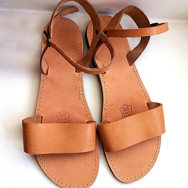 Leather Sandals genuine with straps handmade greek style