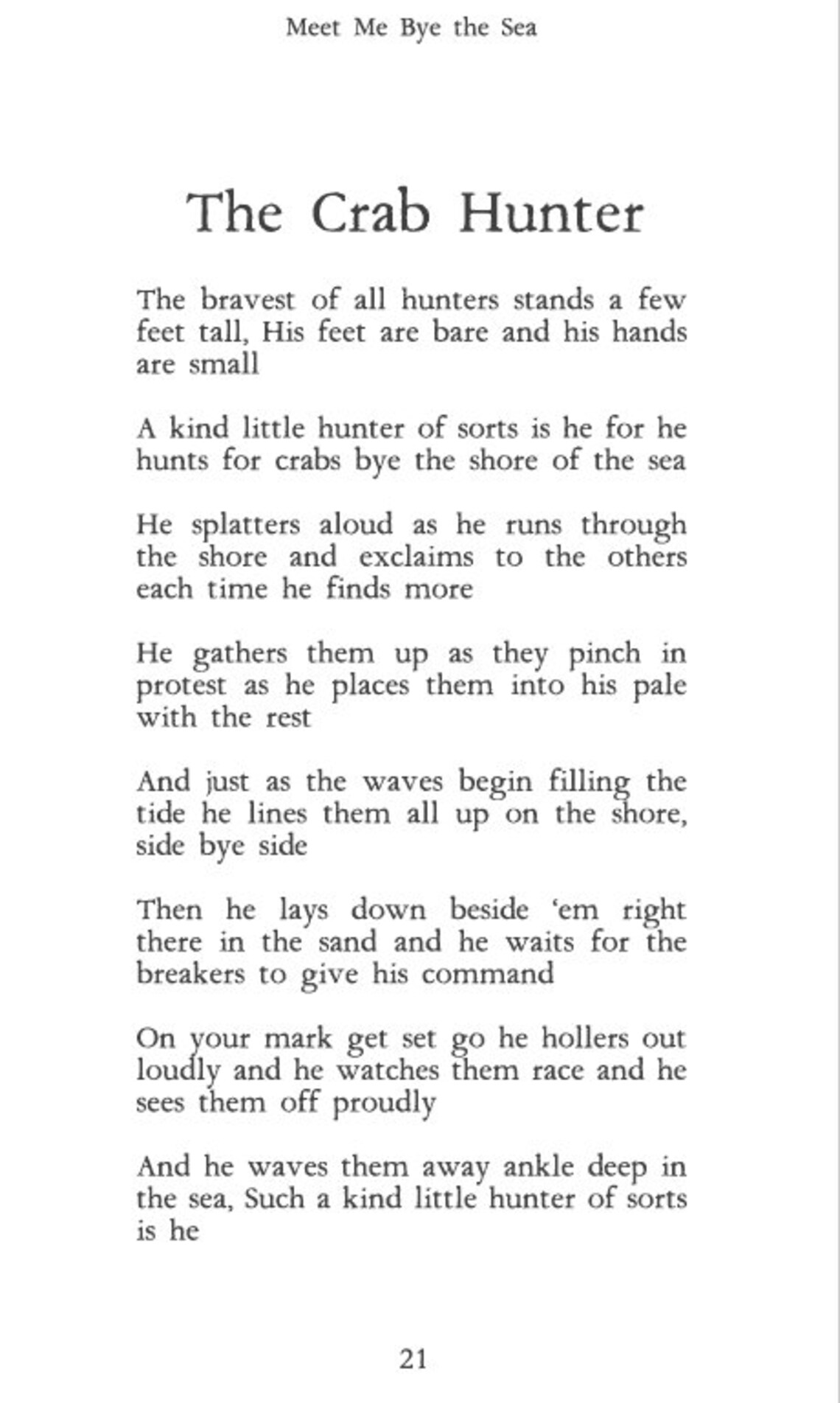 Meet Me Bye The Sea Crab Hunter Poem Etsy