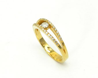 Gold & Diamanten Twist Verlobungsring, 18K Gelbgoldring, Diamantring, Verlobungsring, Weißgoldring, 750er Gelbgoldring, 18k Drehring