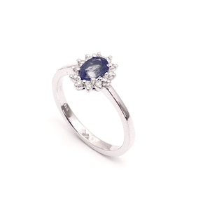 Diana ring, Blue Sapphire Diana gold ring, Blue Sapphire gold ring, 14k white Gold, special design, wonderful present for her, goopss.