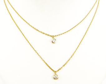 Gold & diamond necklace, Diamond Pendant, Woman, 14k Yellow Gold Pendant, Original Gift, solitaire pendant, gift for her