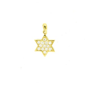 Jewish Star of David gold & diamonds pendant, 14K yellow gold pendant, yellow gold Star of David, Diamond Pendant, Judaica pendant