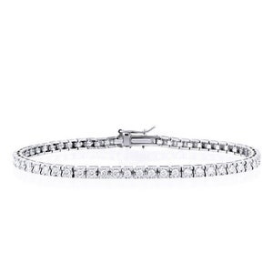 14K White Gold Tennis Bracelet with Natural Diamonds, Minimalist Jewelry, Anniversary or Bridal Gift for Her