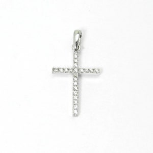 14K Gold Diamond Cross Pendant, White Gold Cross, Delicate Diamond Necklace, Religious Gift, Spiritual Jewelry for Her