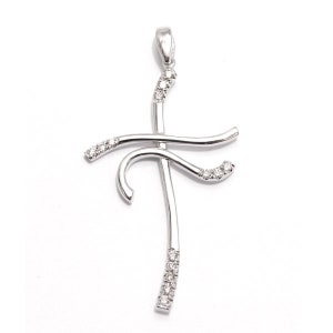 Cross gold & diamonds pendant, 14K white gold pendant, yellow gold Cross, Diamond Pendant, Cross pendant