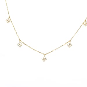 Yellow gold & diamonds Necklace, Dainty 14K Chain Necklace, Gold and Diamonds Necklace,  goopss