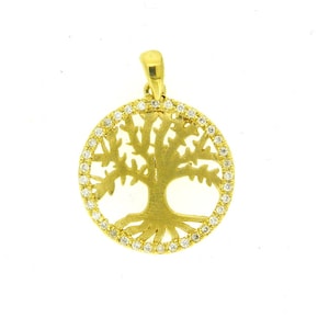 Tree of Life  gold & diamonds pendant, 14K yellow gold pendant, yellow gold Tree of Life, Diamond Pendant, Gold pendant