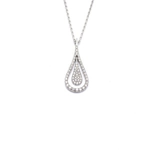 White gold & diamond drop pendant and necklace, Diamond Pendant, Woman 14k White Gold Pendant, Gift for her