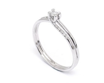 Twist engagement ring, 14K white gold ring,  diamond ring, proposal ring, white gold ring ,14k , 18k, twist ring