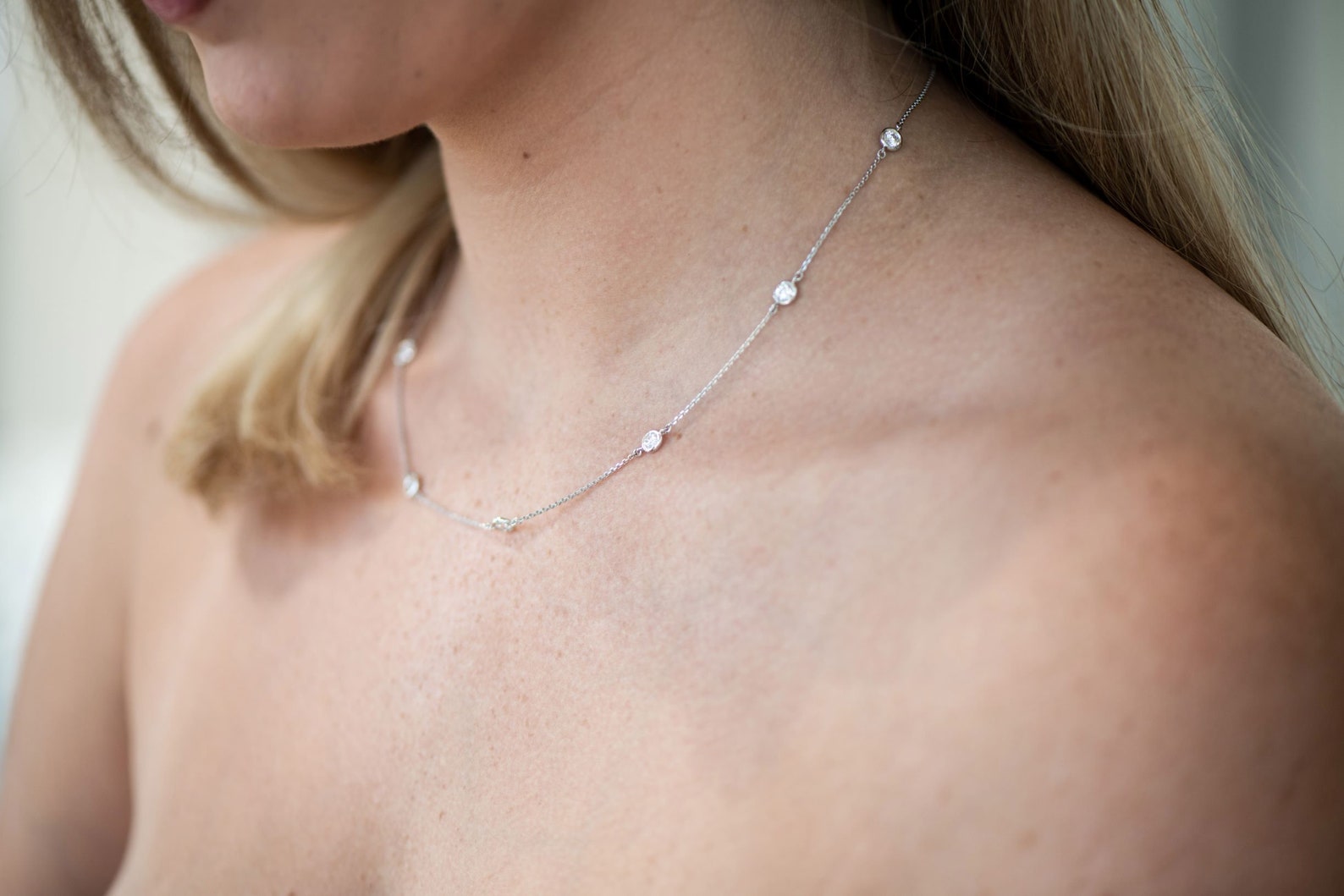 Diamond by the Yard Necklace Dainty Multi Diamond Necklace Etsy