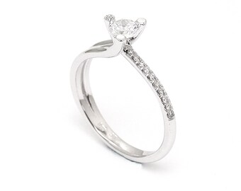 Engagement gold ring 14K, yellow Gold Ring, Custom Size Ring, diamond ring, proposal ring, twist ring, engagement diamonds ring