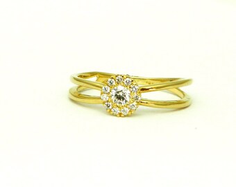 Gold & diamonds Engagement ring, 14K yellow Gold Ring,  diamond ring, proposal ring, white gold ring ,14k , 18k, twist ring