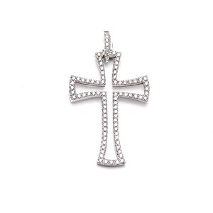 Cross gold & diamonds pendant, 14K white gold pendant, white gold Cross, Diamond Pendant, Cross pendant, present for him.