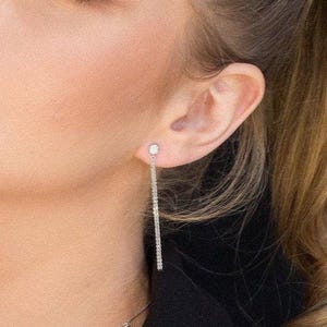 14K Gold Drop Diamond Wedding Earrings, Chain Dangle Studs, Perfect Minimalist Jewelry Gift for Women