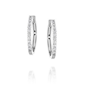 14K White Gold Diamond Hoop Earrings, Dainty Pave Huggie Hoops, Wedding or Party Jewelry, Perfect Anniversary Gift for Women