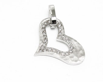 Gold & diamonds Heart Pendant, Diamond Pendant, Woman 14k white Gold Pendant, love, gift for her,