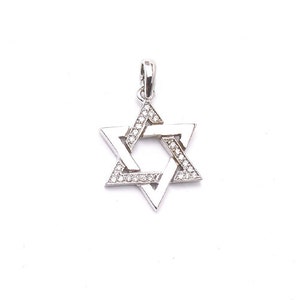 Jewish Star of David gold & diamonds, 14K white gold, yellow gold pendant, Diamond Pendant, Judaica pendant