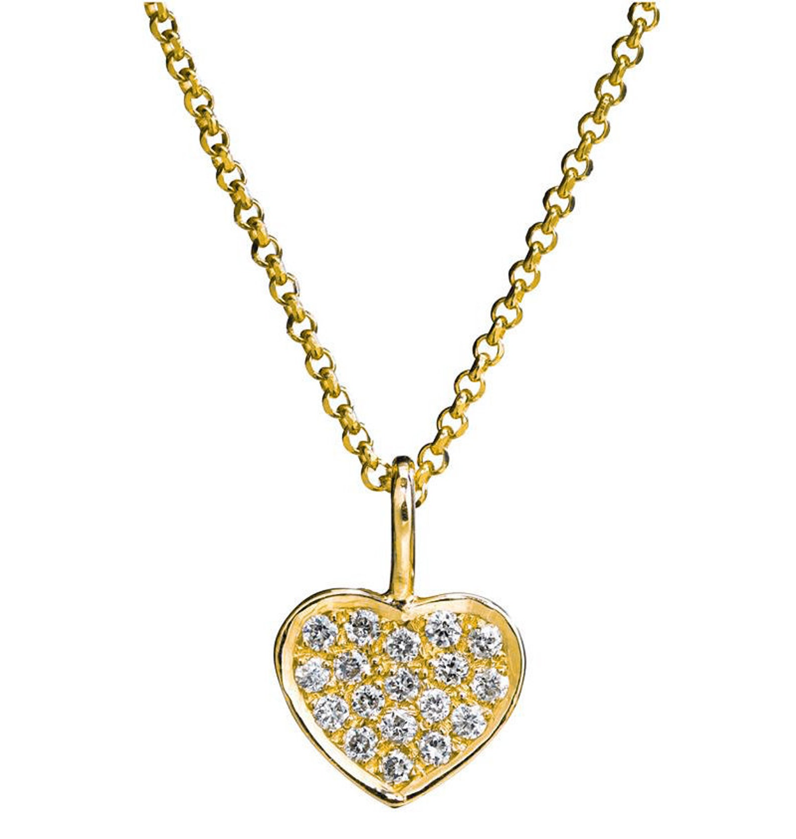 14k Gold Genuine Diamond Heart Necklace, Diamond Heart Pendant