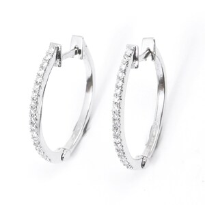Diamond Hoop Earrings 14K White Gold for Her